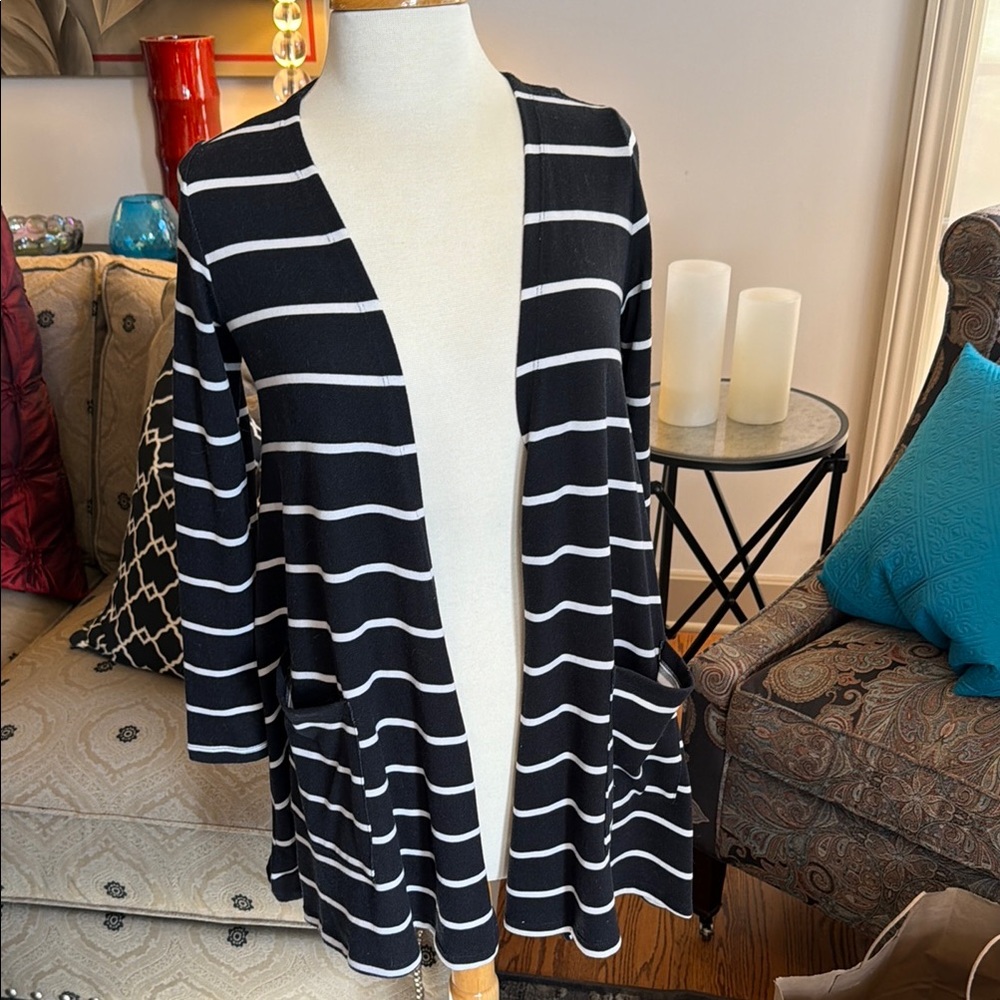 Black and White Striped Women's Sweater